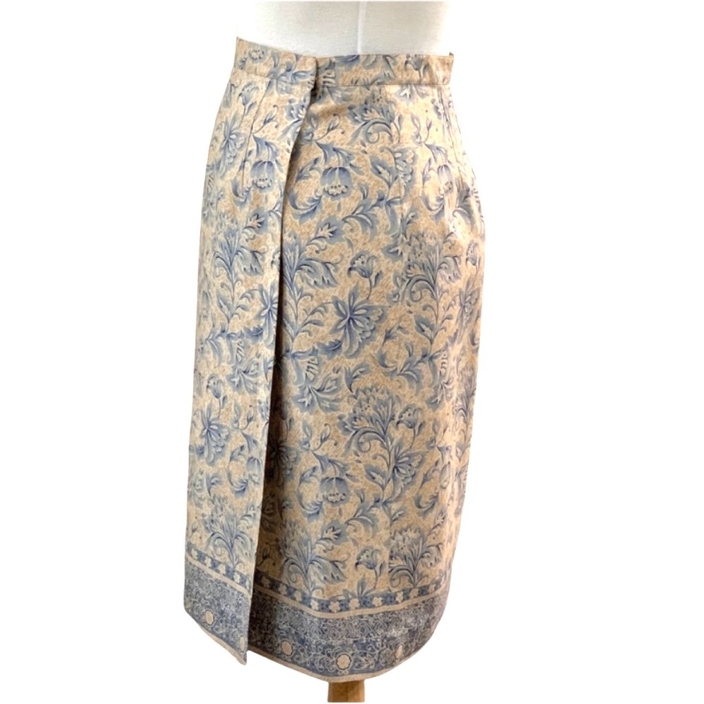 Silk Wool Wrap Barrie Pace Tailleur Floral Chinoiserie Print Wrap Skirt